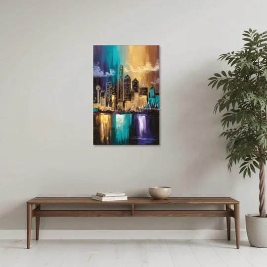 Dallas Iconic Skyline - Canvas Wall Art - Coffee Table - 24x36