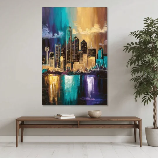 Dallas Iconic Skyline - Canvas Wall Art - Coffee Table - 40x60