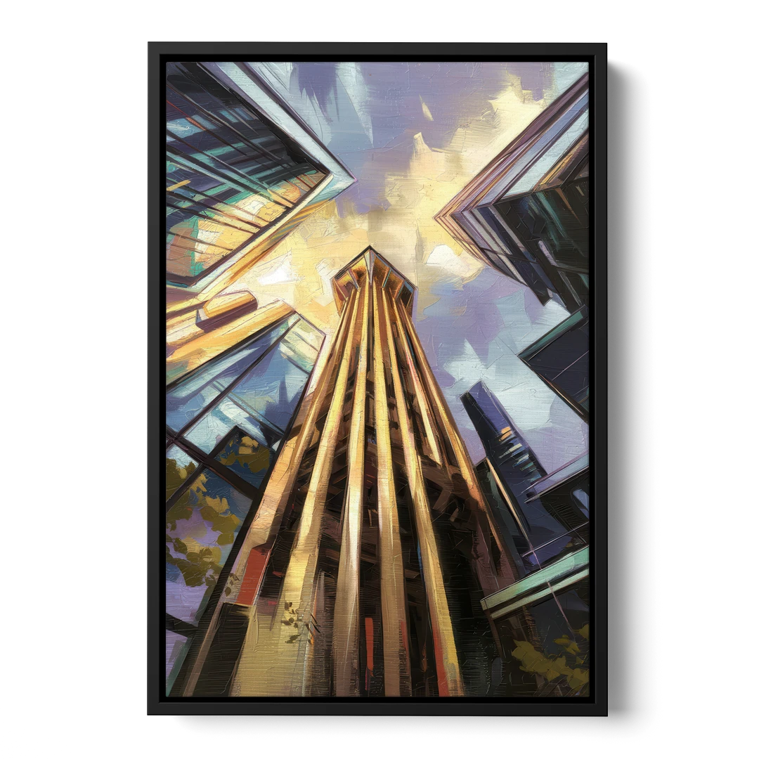 Dallas Modern Architecture - Black Framed Canvas Wall Art - Front