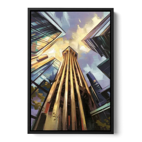 Dallas Modern Architecture - Black Framed Canvas Wall Art - Front