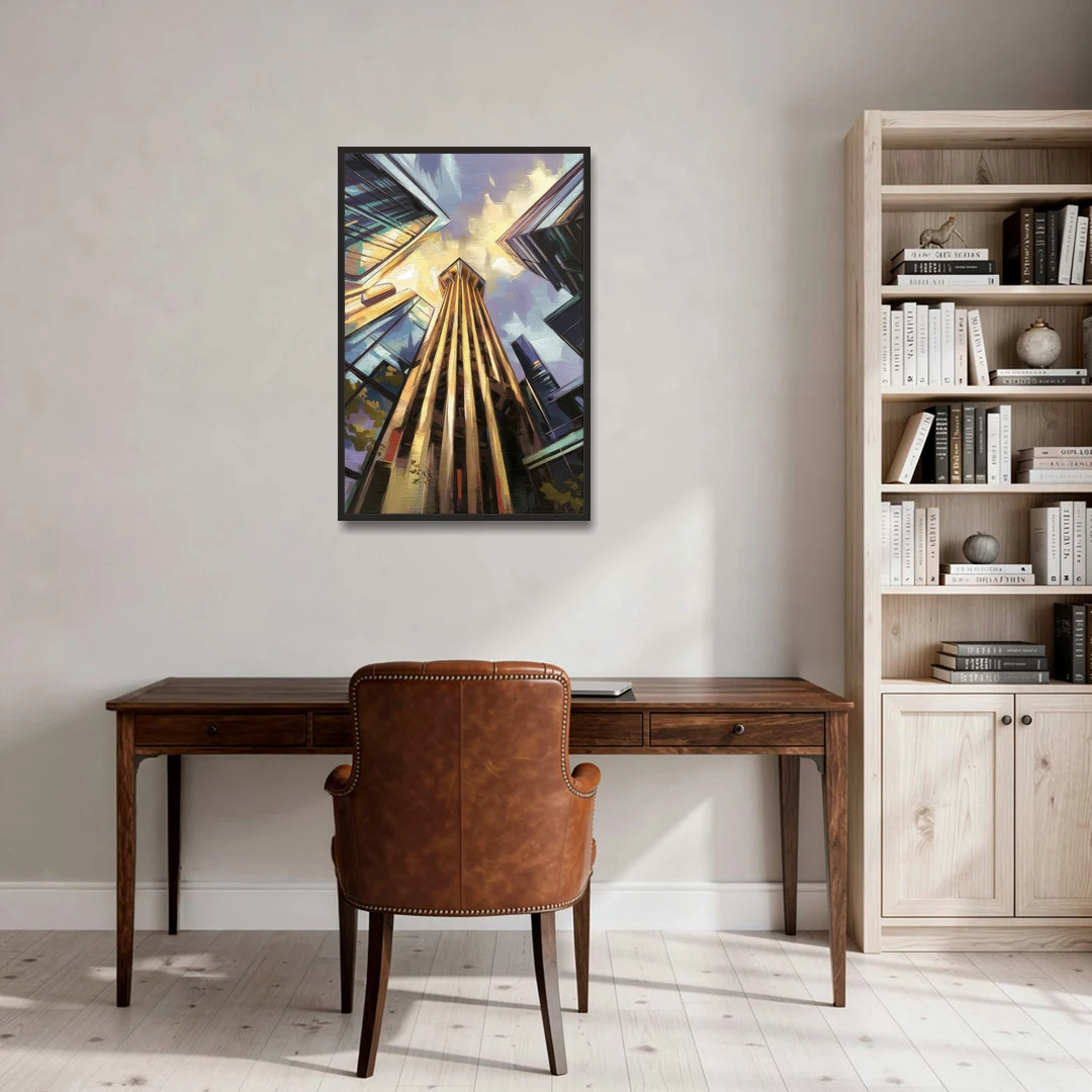 Dallas Modern Architecture - Black Framed Canvas Wall Art - Office - 24x36