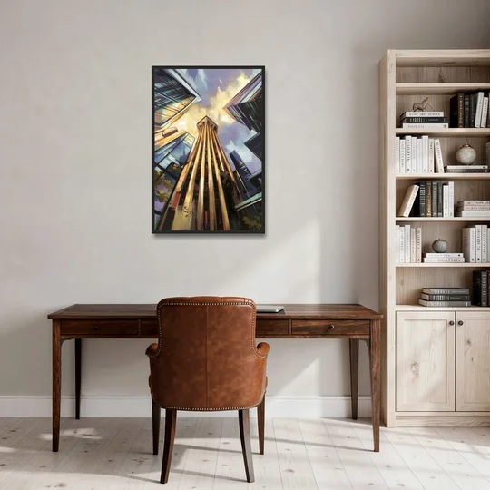 Dallas Modern Architecture - Black Framed Canvas Wall Art - Office - 24x36