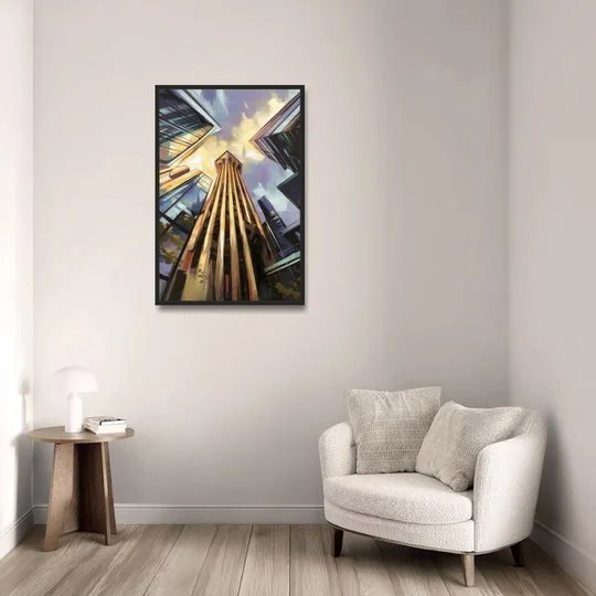 Dallas Modern Architecture - Black Framed Canvas Wall Art - Sofa - 24x36