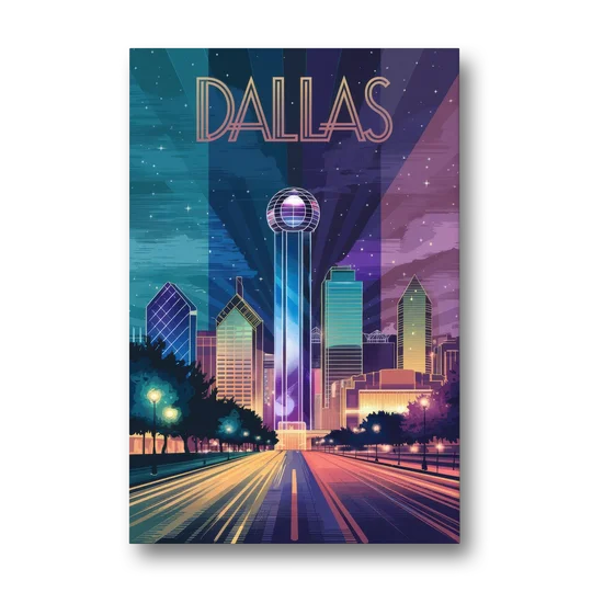 Dallas Night Lights - Canvas Wall Art - Front