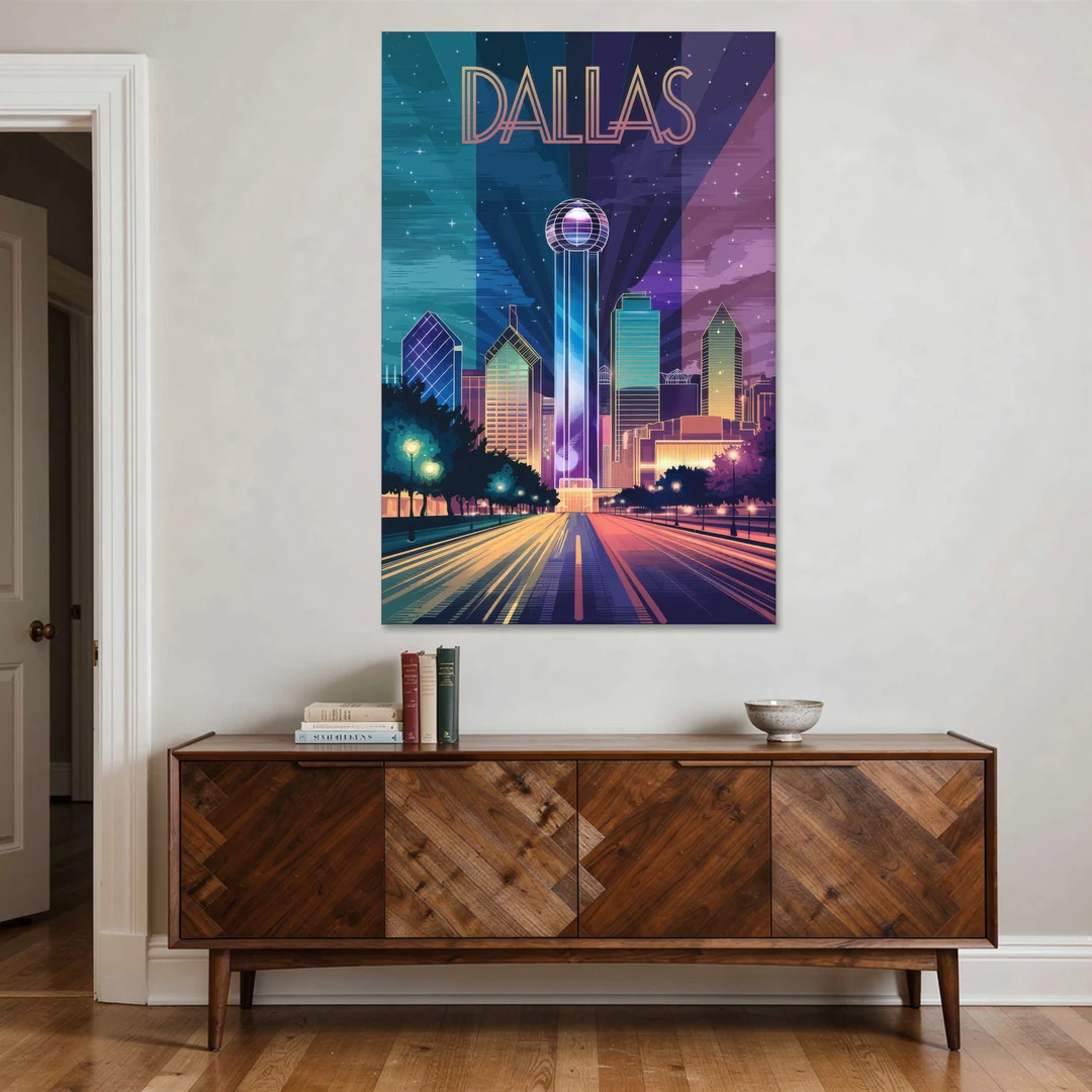 Dallas Night Lights - Canvas Wall Art - Coffee Table - 40x60