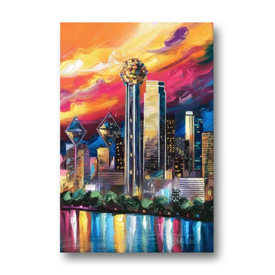 Dallas Skyline at Sunset - Canvas Wall Art - Front
