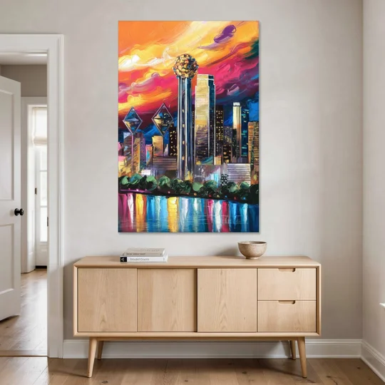 Dallas Skyline at Sunset - Canvas Wall Art - Coffee Table - 40x60