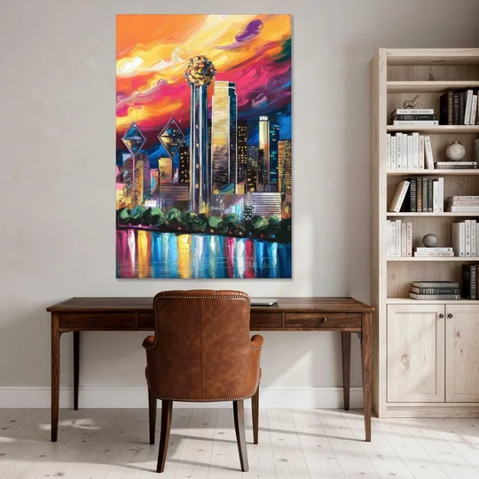 Dallas Skyline at Sunset - Canvas Wall Art - Office - 40x60