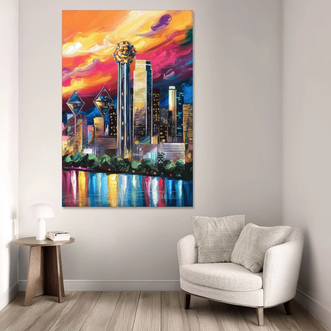 Dallas Skyline at Sunset - Canvas Wall Art - Sofa - 40x60