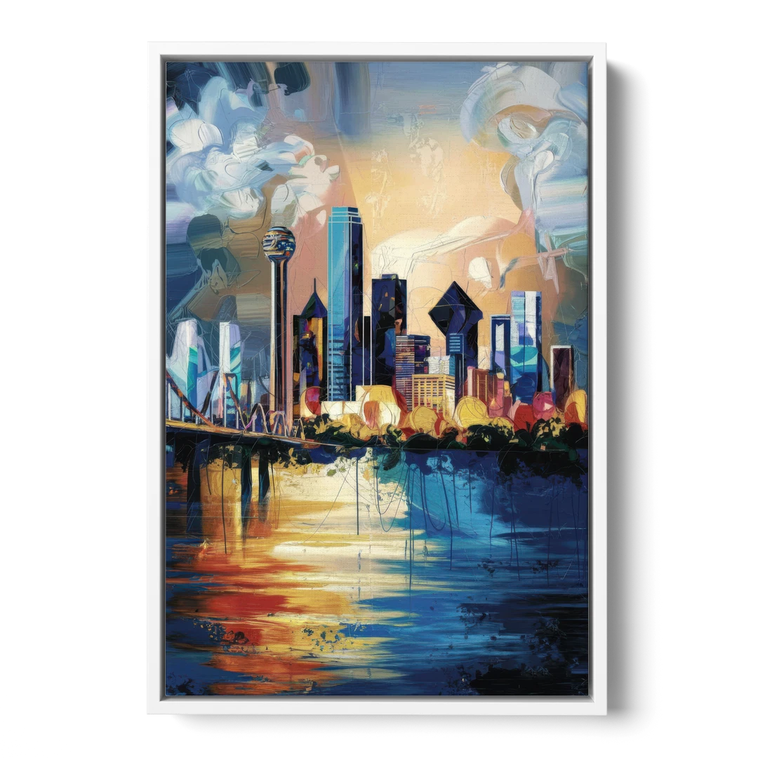 Dallas Unique Perspectives - White Framed Canvas Wall Art - Front