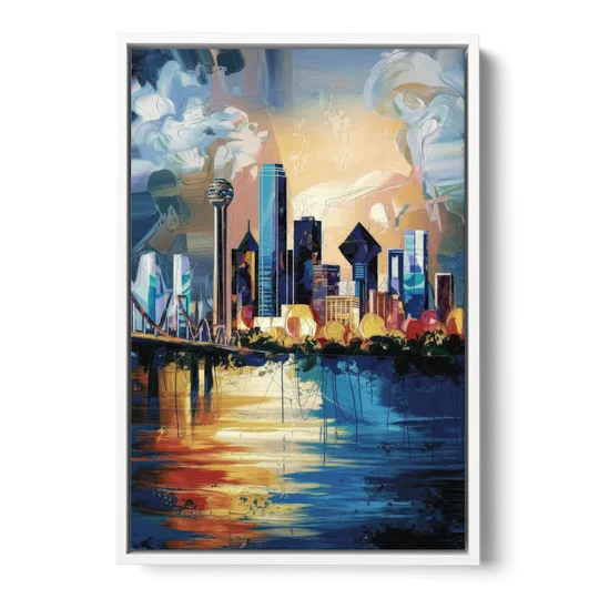 Dallas Unique Perspectives - White Framed Canvas Wall Art - Front