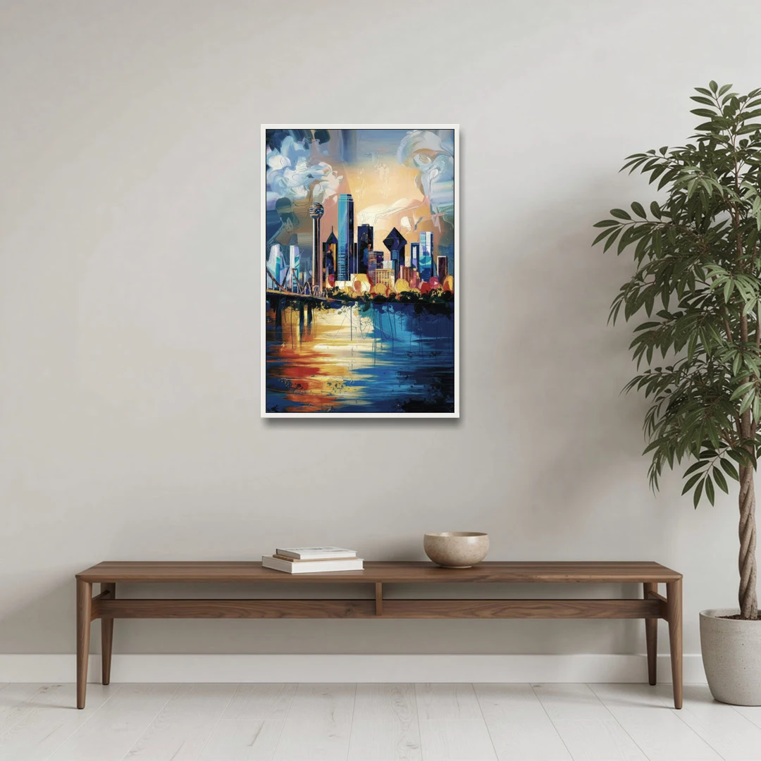Dallas Unique Perspectives - White Framed Canvas Wall Art - Coffee Table - 24x36
