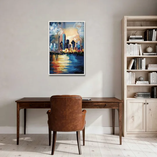 Dallas Unique Perspectives - White Framed Canvas Wall Art - Office - 24x36