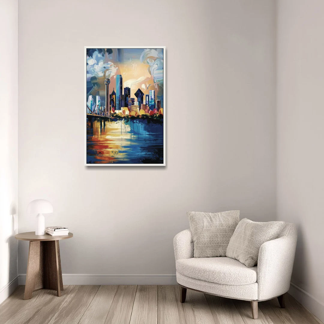 Dallas Unique Perspectives - White Framed Canvas Wall Art - Sofa - 24x36
