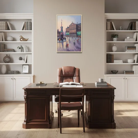 Dam Square Dreams - Oak Framed Canvas Wall Art - Office - 24x36