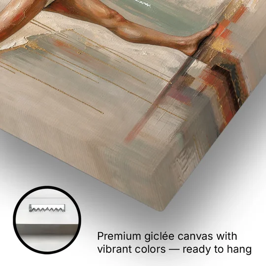 Dancer Pose Balance with Palette Knife Arc - Canvas Wall Art - Gallery Wrap Corner