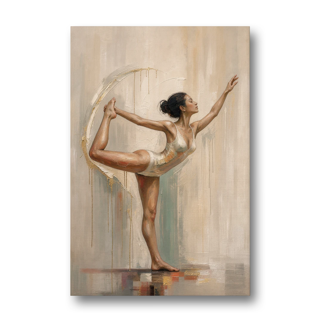 Dancer Pose Balance with Palette Knife Arc - Canvas Wall Art - Front