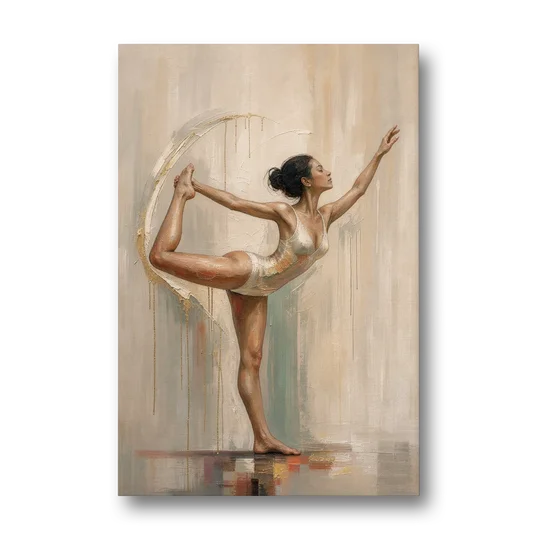 Dancer Pose Balance with Palette Knife Arc - Canvas Wall Art - Front
