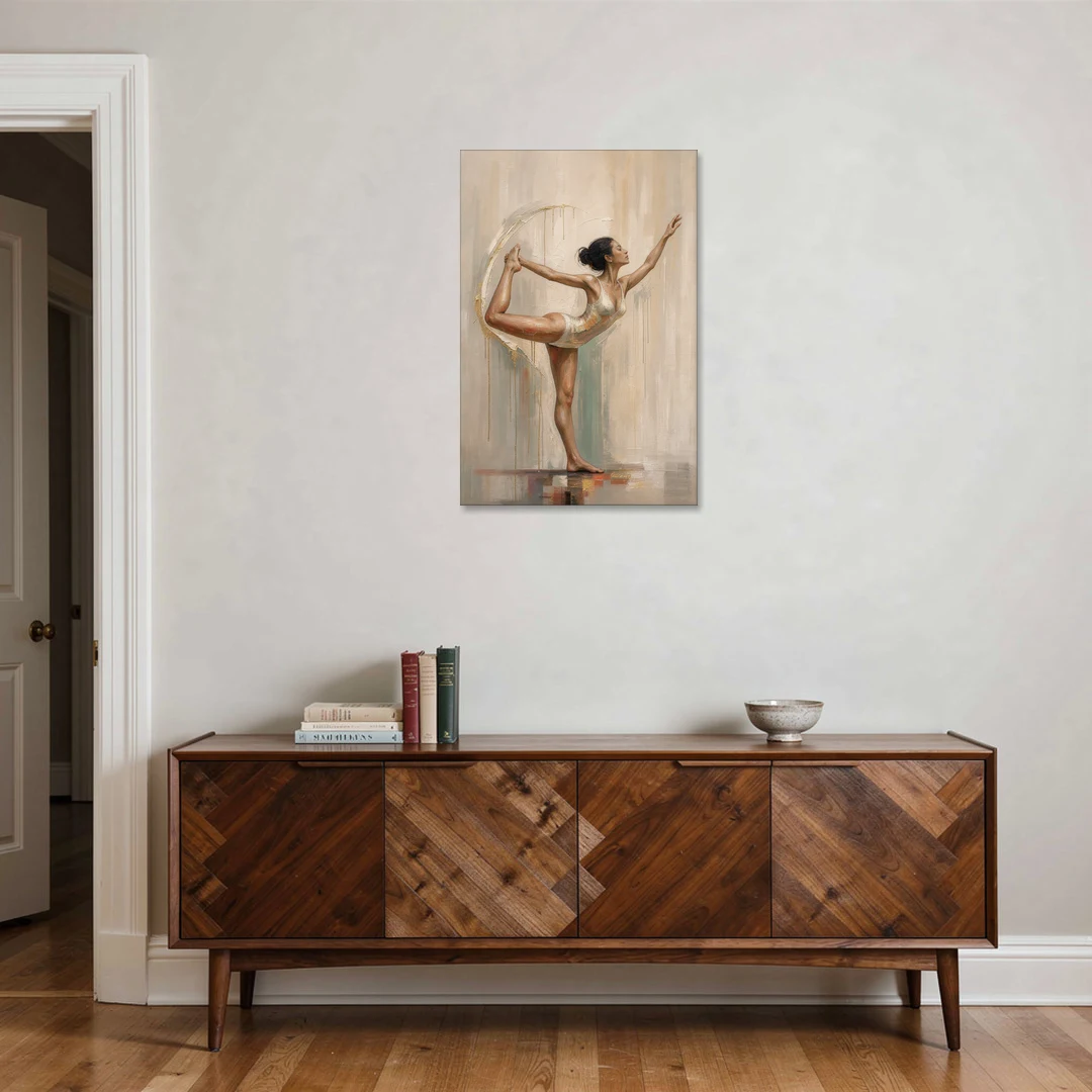 Dancer Pose Balance with Palette Knife Arc - Canvas Wall Art - Coffee Table - 24x36