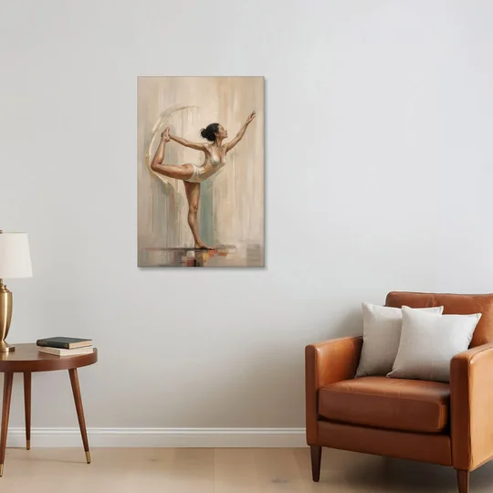 Dancer Pose Balance with Palette Knife Arc - Canvas Wall Art - Sofa - 24x36