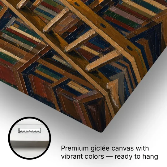 Dark Academia Decor Library Ladder by Lamplight - Canvas Wall Art - Gallery Wrap Corner