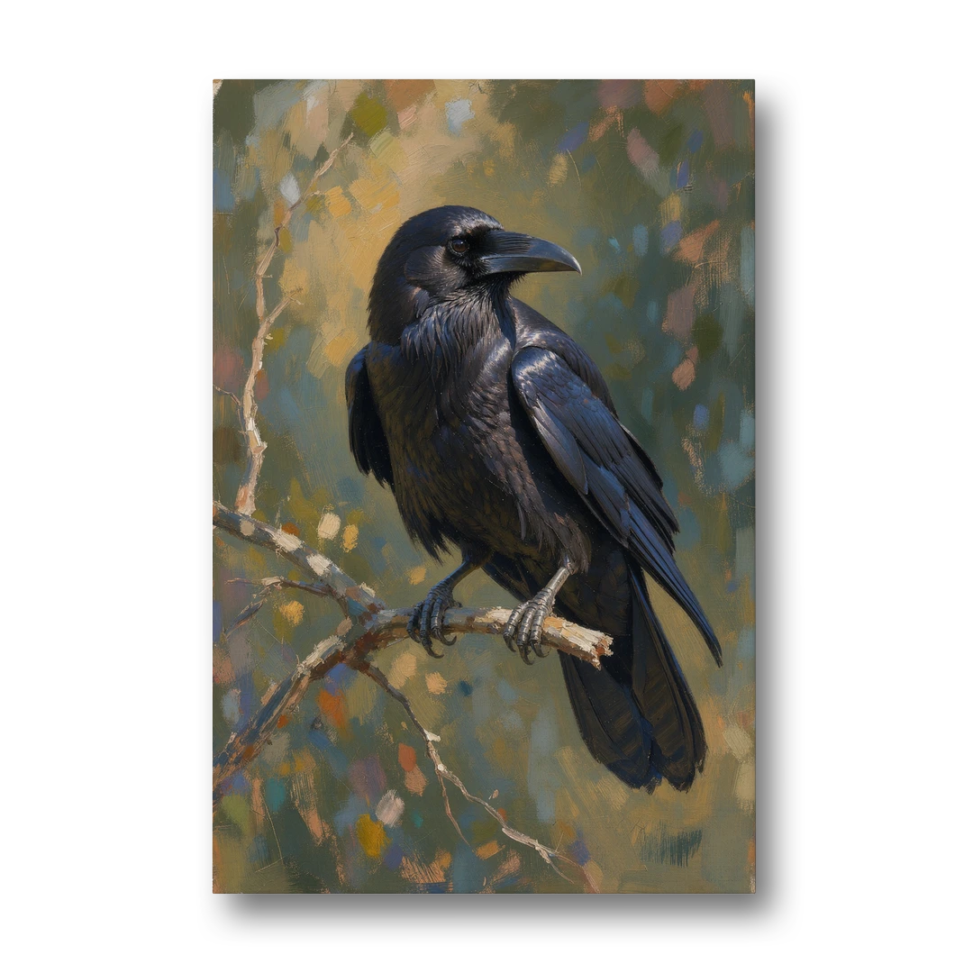 Dark Academia Raven at Dusk - Canvas Wall Art - Front