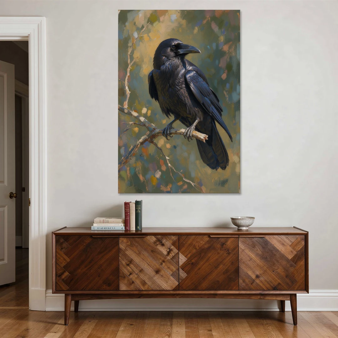 Dark Academia Raven at Dusk - Canvas Wall Art - Coffee Table - 40x60
