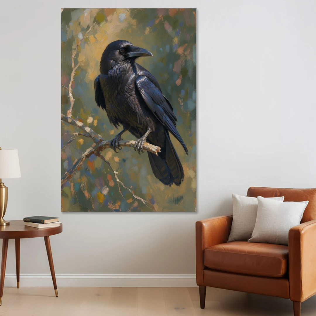 Dark Academia Raven at Dusk - Canvas Wall Art - Sofa - 40x60