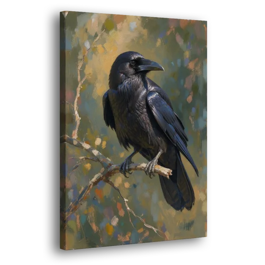 Dark Academia Raven at Dusk - Canvas Wall Art - Side