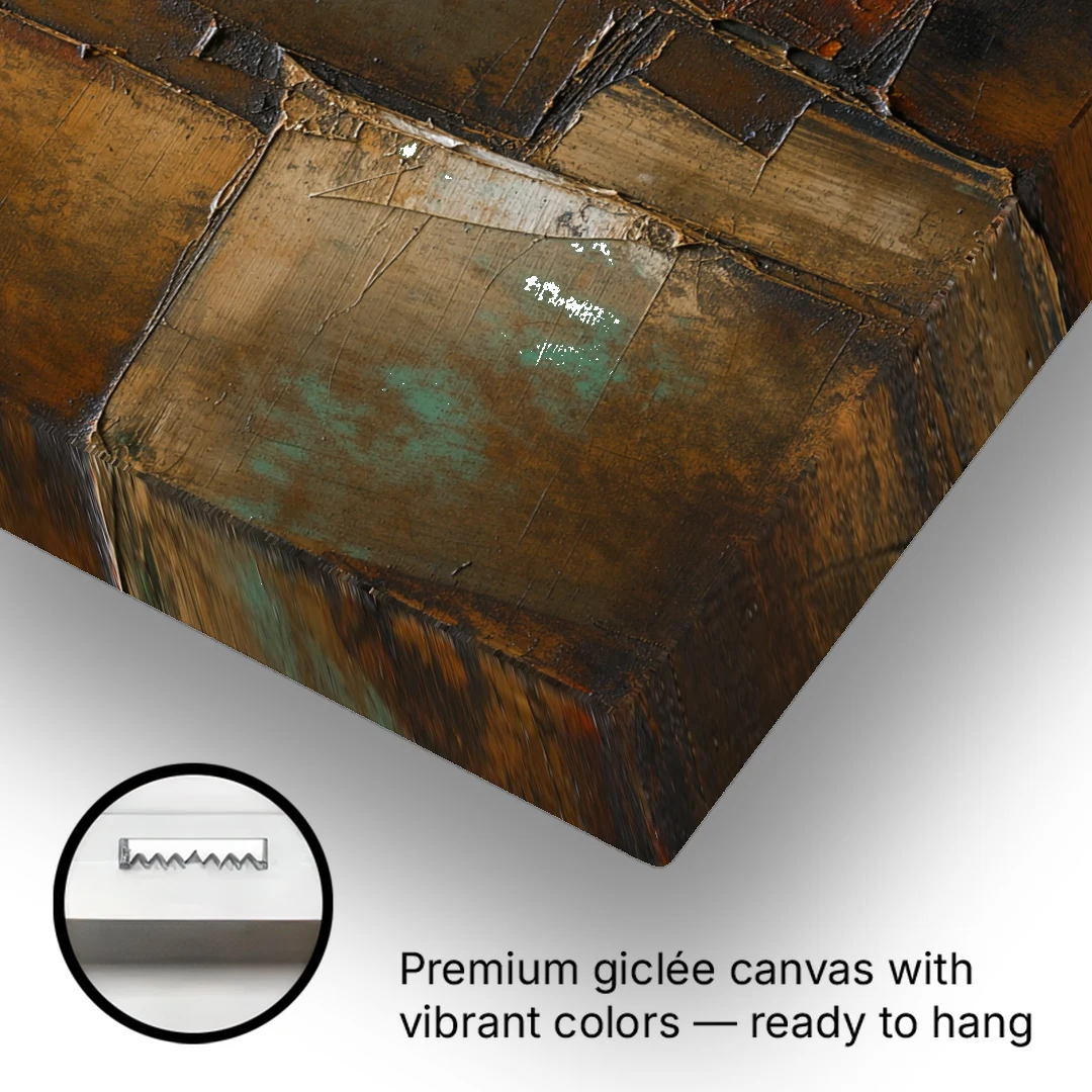 Dark Brown Abstract of Weathered Iron in Dark Academia - Canvas Wall Art - Gallery Wrap Corner