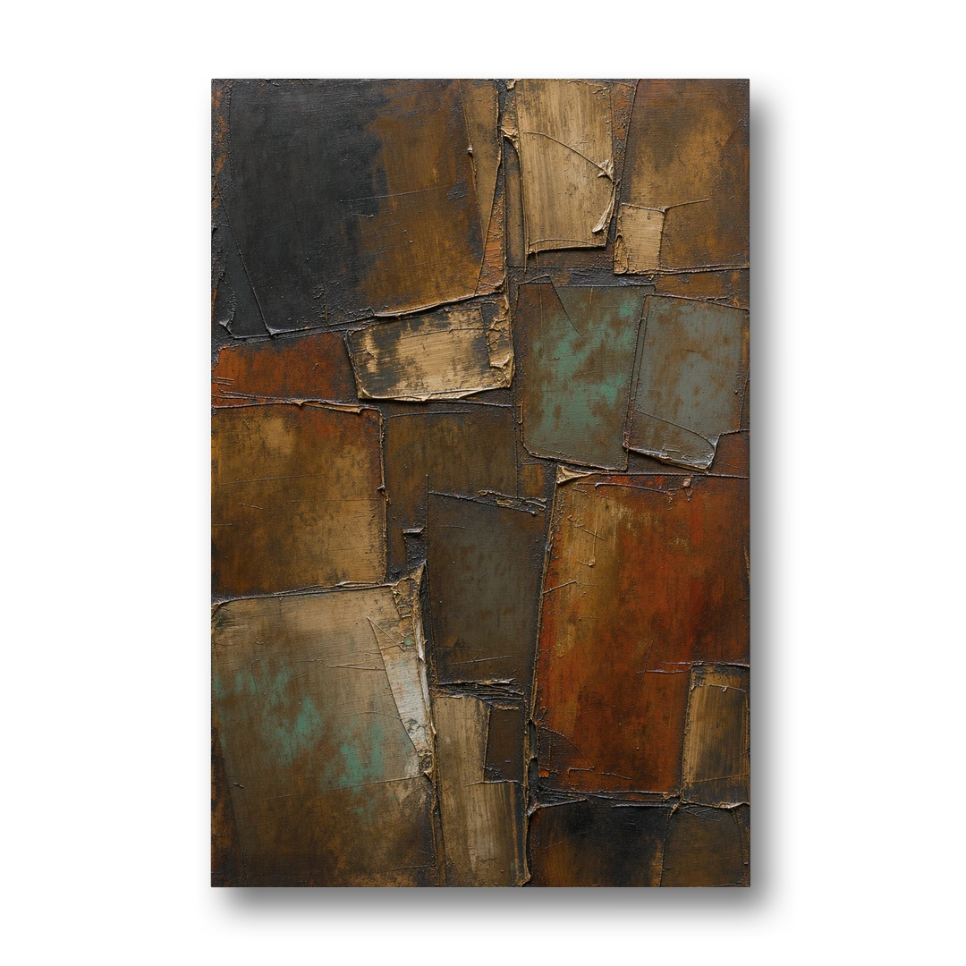 Dark Brown Abstract of Weathered Iron in Dark Academia - Canvas Wall Art - Front