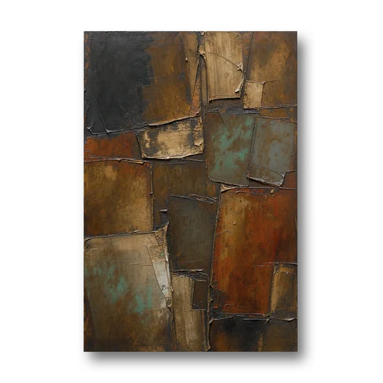 Dark Brown Abstract of Weathered Iron in Dark Academia - Canvas Wall Art - Front