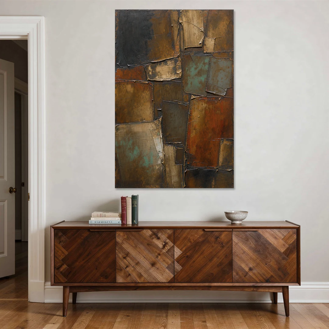 Dark Brown Abstract of Weathered Iron in Dark Academia - Canvas Wall Art - Coffee Table - 40x60