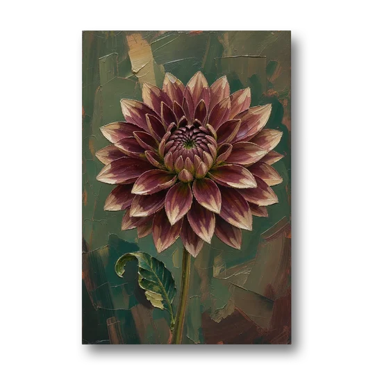 Dark Floral Canvas Art of a Burgundy Dahlia - Canvas Wall Art - Front