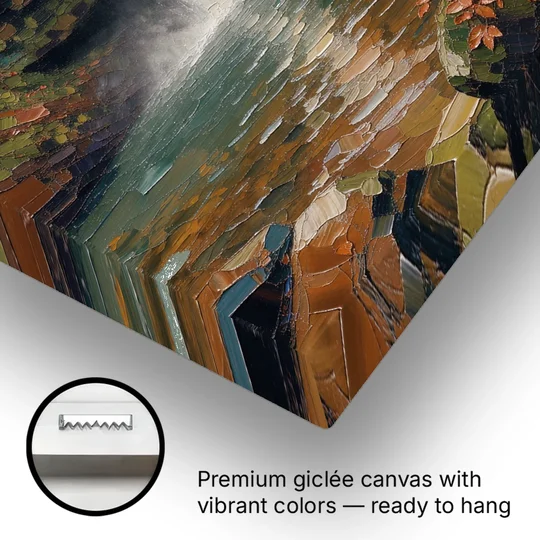 Dark Green Mossy Gorge Waterfall - Canvas Wall Art - Gallery Wrap Corner