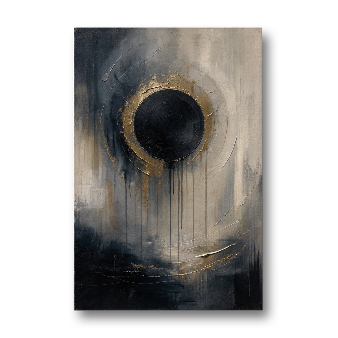 Dark Moody Abstract Bronze Eclipse - Canvas Wall Art - Front