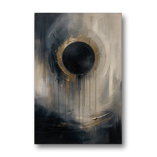 Dark Moody Abstract Bronze Eclipse - Canvas Wall Art - Front