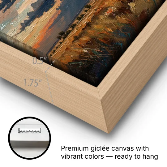 Dark Moody Prairie Thunderhead - Oak Framed Canvas Wall Art - Gallery Wrap Corner