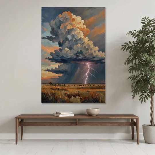 Dark Moody Prairie Thunderhead - Canvas Wall Art - Coffee Table - 40x60
