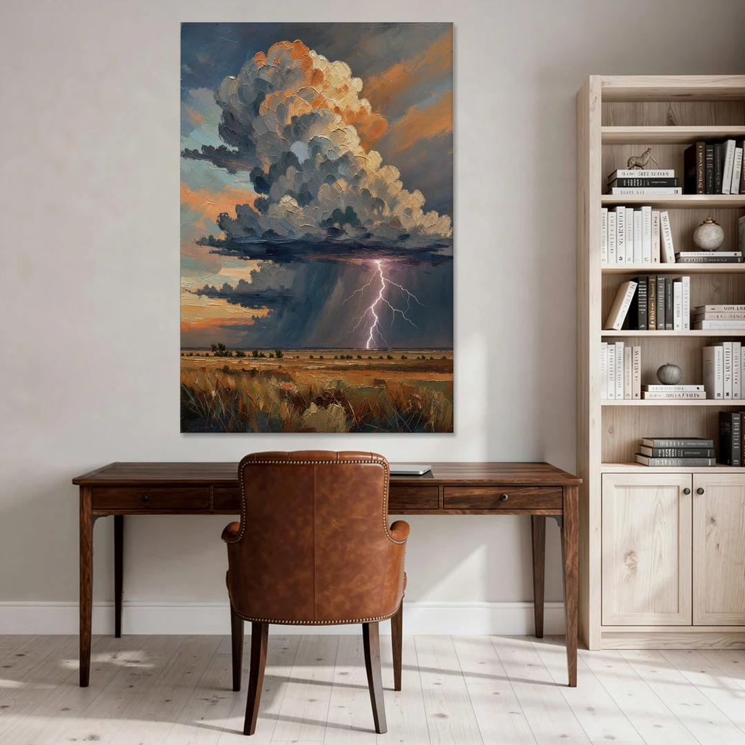 Dark Moody Prairie Thunderhead - Canvas Wall Art - Office - 40x60