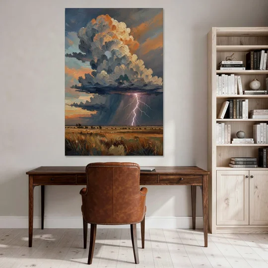 Dark Moody Prairie Thunderhead - Canvas Wall Art - Office - 40x60