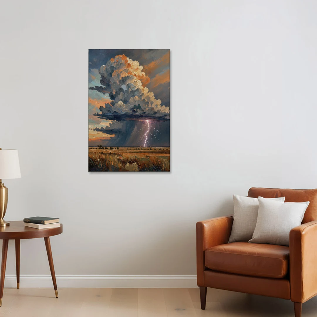 Dark Moody Prairie Thunderhead - Canvas Wall Art - Sofa - 24x36