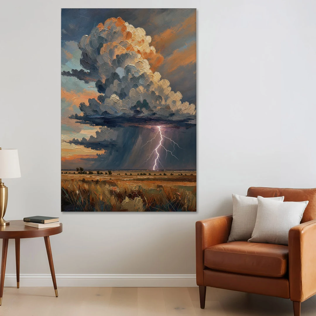 Dark Moody Prairie Thunderhead - Canvas Wall Art - Sofa - 40x60