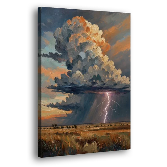 Dark Moody Prairie Thunderhead - Canvas Wall Art - Side