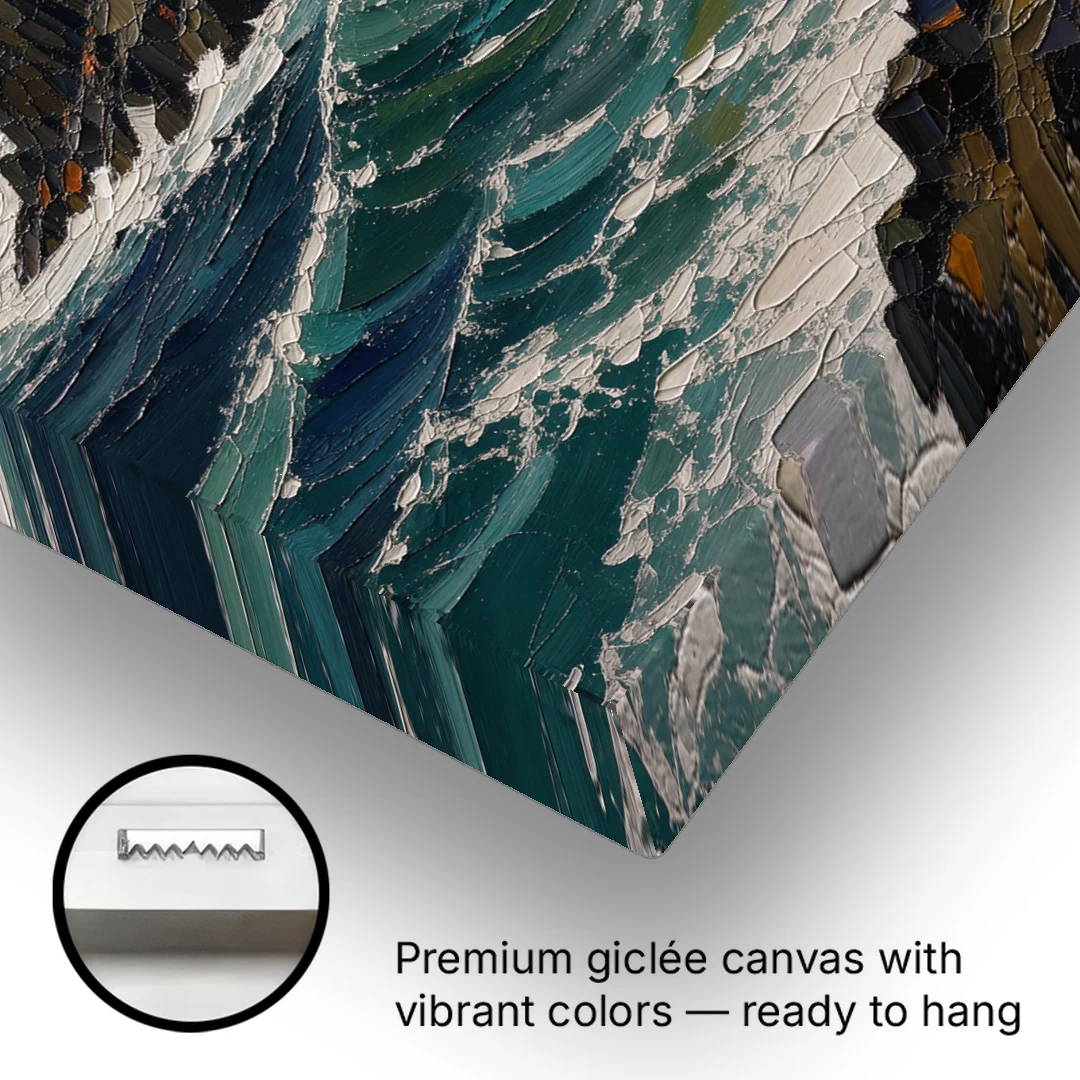 Dark Moody Stormy Ocean Sea Stack - Canvas Wall Art - Gallery Wrap Corner