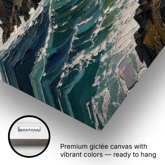 Dark Moody Stormy Ocean Sea Stack - Canvas Wall Art - Gallery Wrap Corner