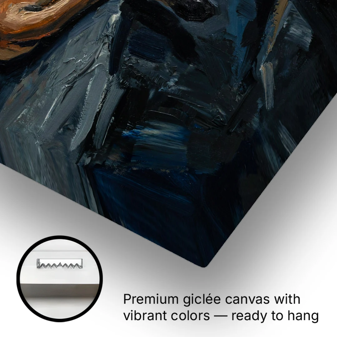 Dark Nature Painting Mountain Lion at Dusk - Canvas Wall Art - Gallery Wrap Corner