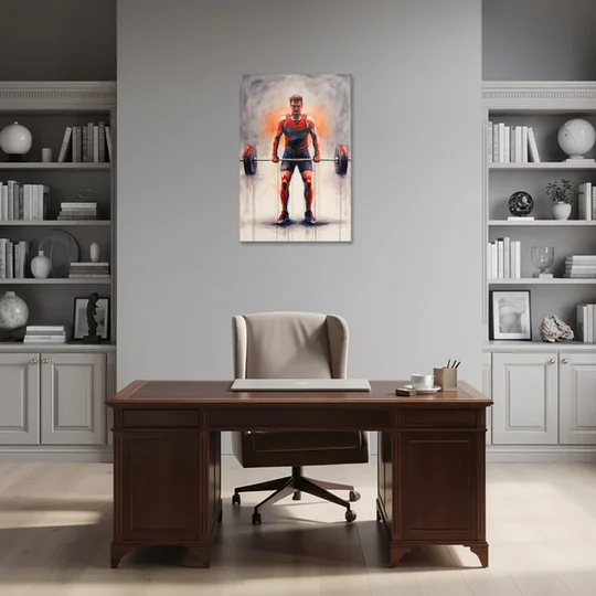 Deadlift Lockout with Red Paint Drips - Canvas Wall Art - Office - 24x36