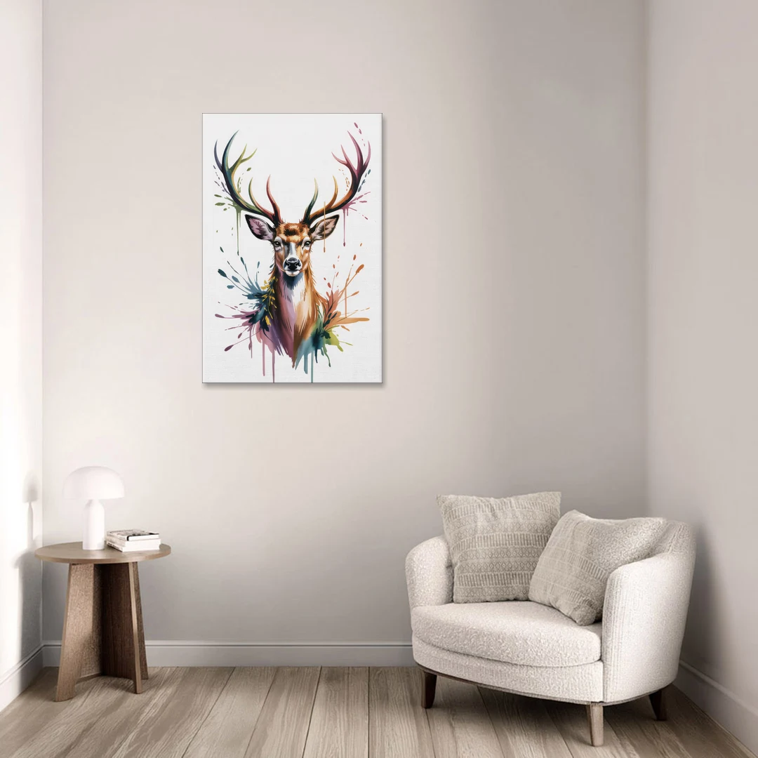 Deer Head in Profile - Canvas Wall Art - Sofa - 24x36