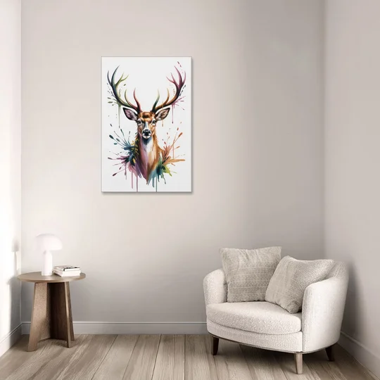 Deer Head in Profile - Canvas Wall Art - Sofa - 24x36